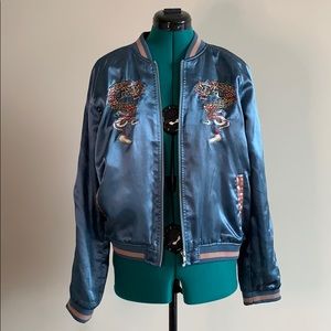 Dragon Embroidered Bomber Jacket